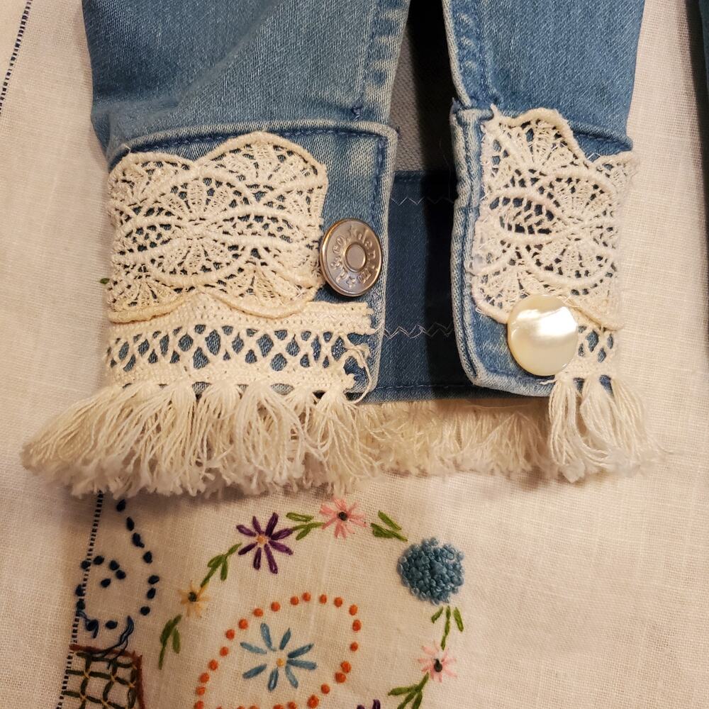 Upcycled Refashioned‎ Denim Jacket Sz L/XL - Picture 6 of 9